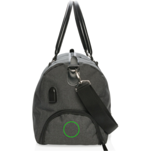 Sac de week-end avec sortie USB-A: Emplacement du logo — Centre du produit