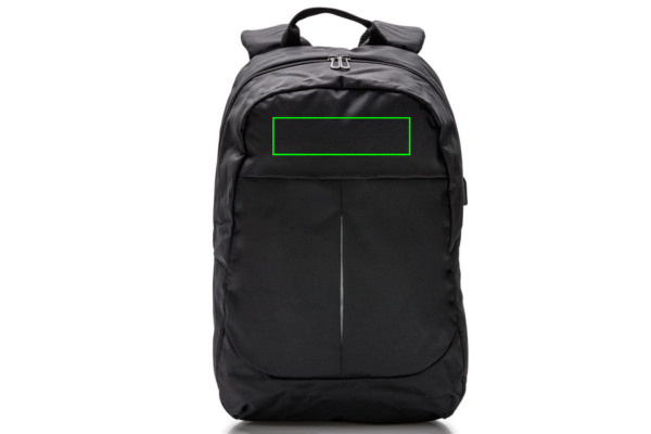 Sac à dos pour ordinateur Power USB: Emplacement du logo – partie supérieure de la face avant du produit