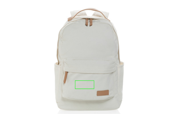 Plecak Impact AWARE™ z płótna z recyklingu 16 oz: Położenie logo – dolna część przodu produktu