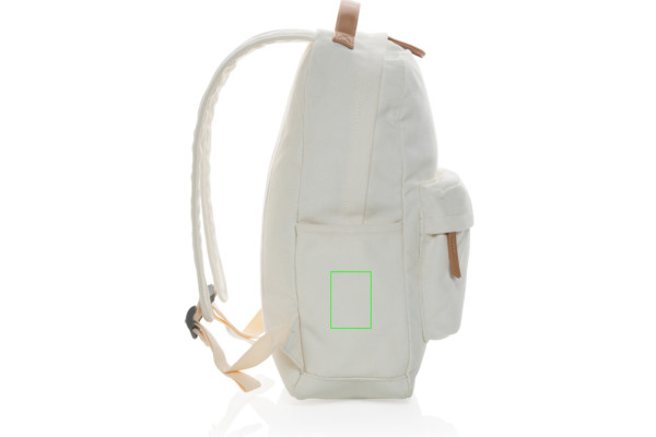 Plecak Impact AWARE™ z płótna z recyklingu 16 oz: Położenie logo – lewa strona produktu