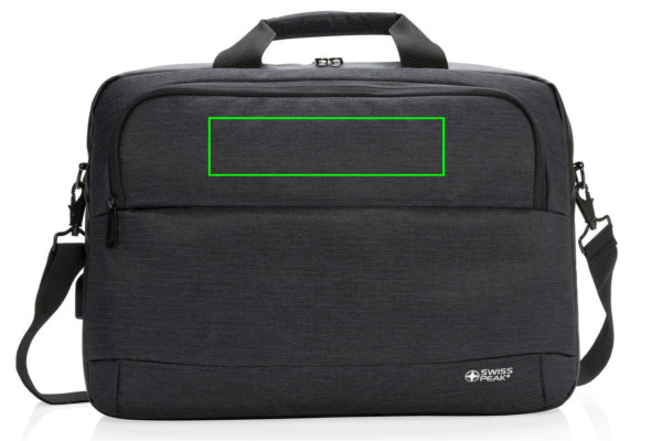 Sacoche moderne pour ordinateur 15 pouces: Emplacement du logo – partie supérieure de la face avant du produit