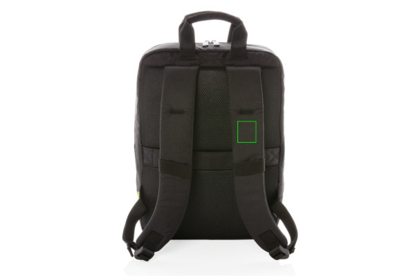 Soho business RPET 15.6" laptopryggsäck PVC-fri: Logotypens placering – rem: vänster sida