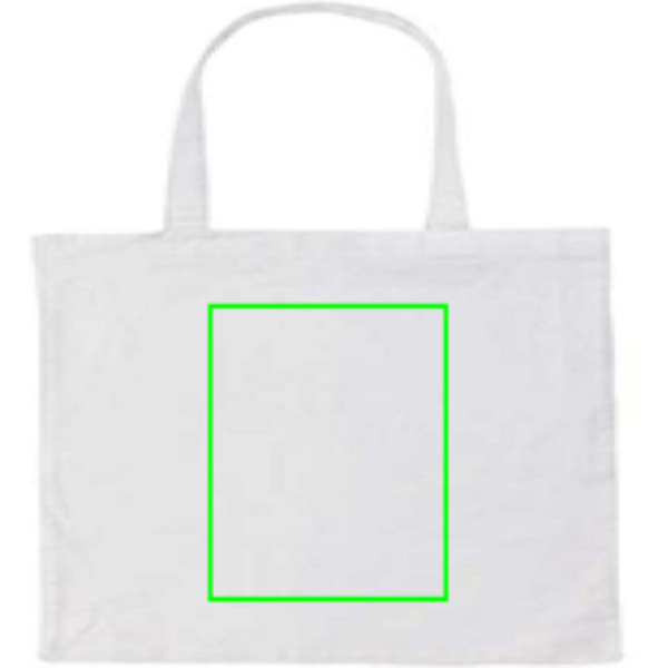 Impact AWARE™ shoppingkasse m. bälg återvunnen bomull 145gr: Logotypens placering – produktens baksida