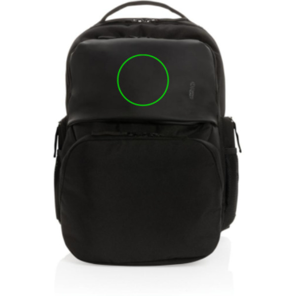 Swiss Peak AWARE™ RPET 15,6 Zoll Pendler-Rucksack: Logoposition – oberer Bereich der Produktvorderseite