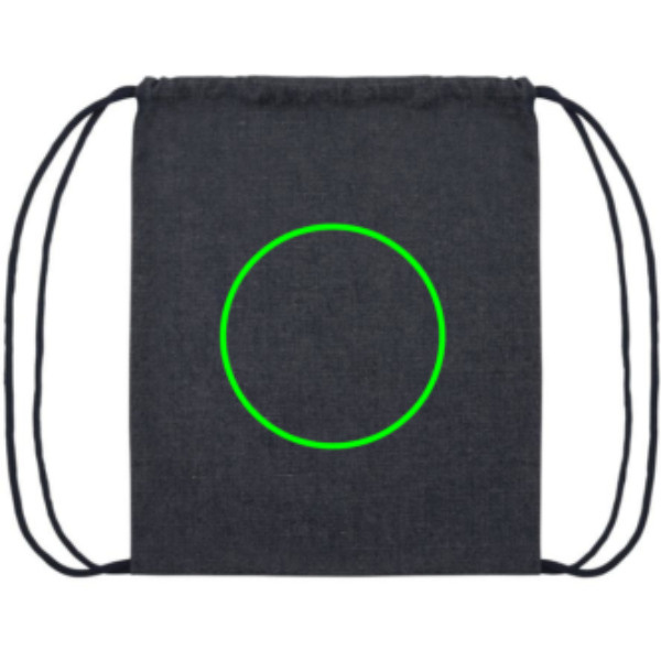 Impact AWARE™ recycled denim drawstring backpack: Logo position – back of the product