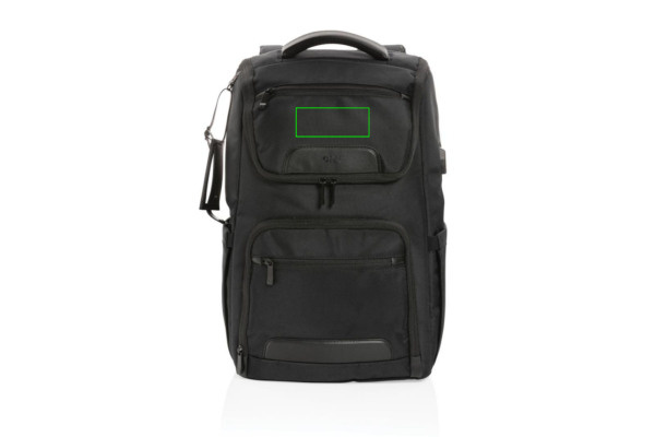 Swiss Peak AWARE™ RPET Voyager 15.6" laptop backpack: Logo position – upper front of the product