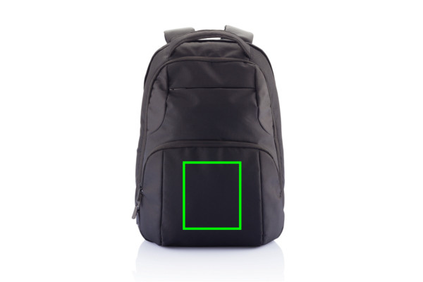 Impact AWARE™ Universal-Laptop-Rucksack: Logoposition – unterer Bereich der Produktvorderseite