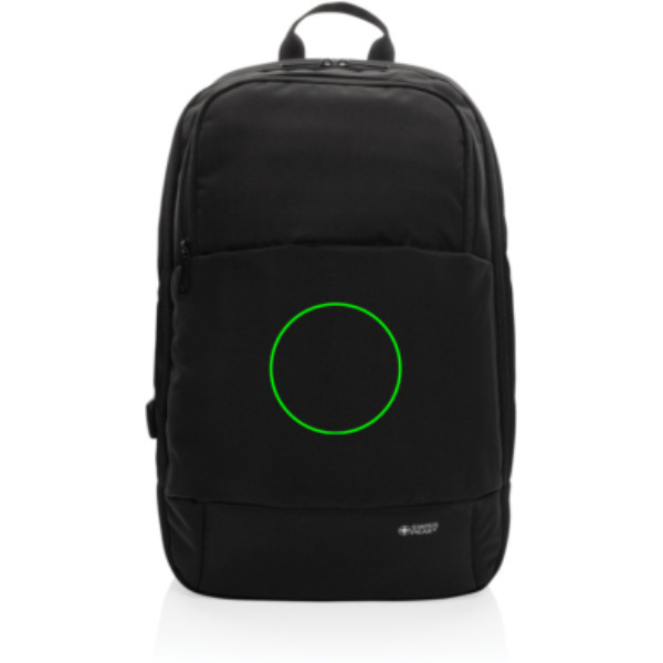 Swiss Peak AWARE™ moderner 15,6" Laptop-Rucksack: Logoposition – Mitte der Produktvorderseite