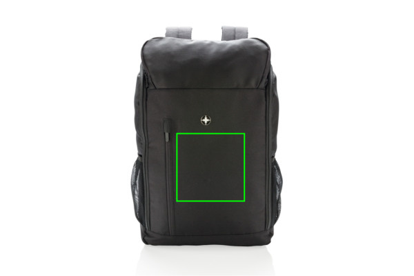 Swiss Peak AWARE™ 15.6" laptopryggsäck med enkel åtkomst: Logotypens placering – produktens framsida