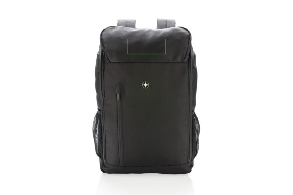 Swiss Peak AWARE™ 15.6" laptopryggsäck med enkel åtkomst: Logotypens placering – produktens ovansida