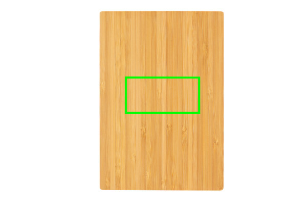 Ensemble carnet A5 et stylo en bambou: Emplacement du logo – centre de la face avant du produit