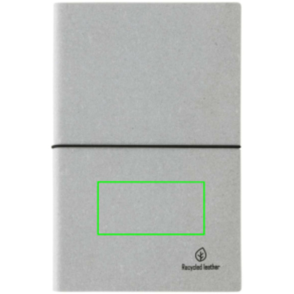 Carnet A5 en cuir recyclé: Emplacement du logo – partie inférieure de la face avant du produit