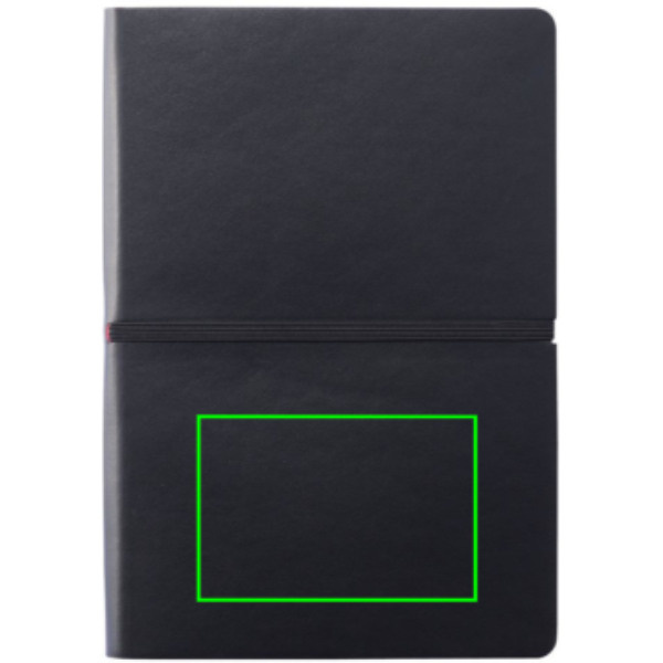 Carnet A5 Deluxe à couverture souple: Emplacement du logo – partie inférieure de la face avant du produit