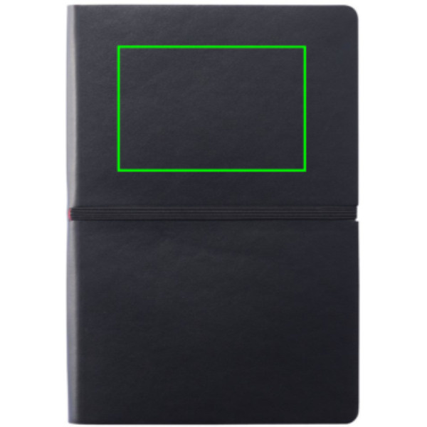 Carnet A5 Deluxe à couverture souple: Emplacement du logo – partie supérieure de la face avant du produit