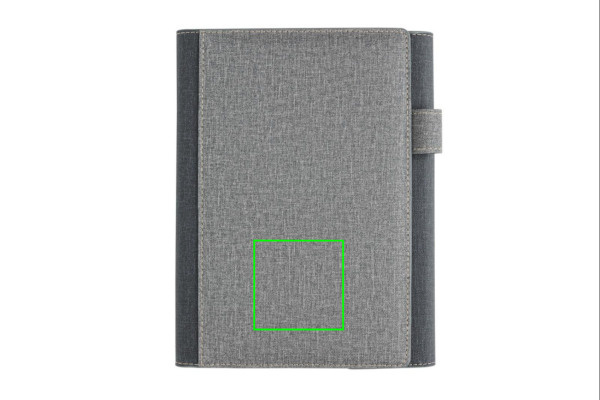 Protège-carnet A5 Deluxe design: Emplacement du logo – partie inférieure de la face avant du produit