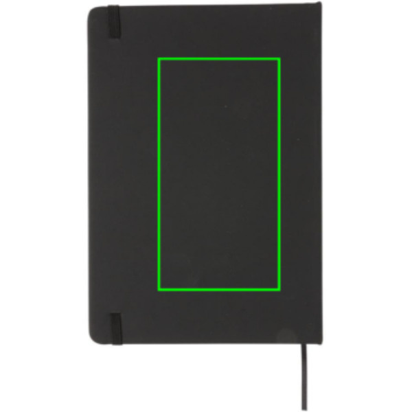 Carnet A5 classique à couverture rigide en PU: Emplacement du logo – centre de l’arrière du produit