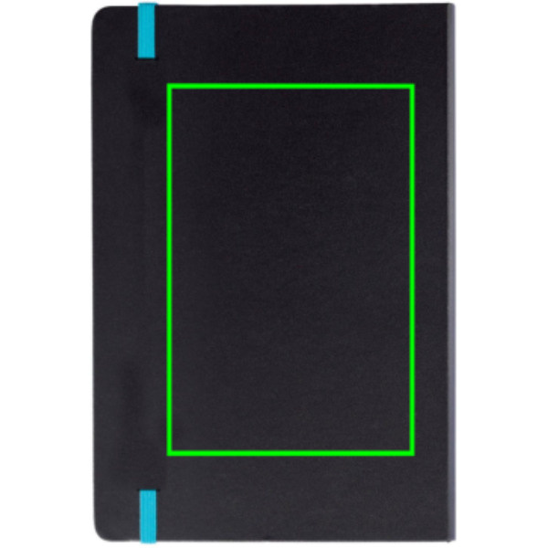 Carnet A5 Deluxe à couverture rigide et tranche colorée: Emplacement du logo – face arrière du produit