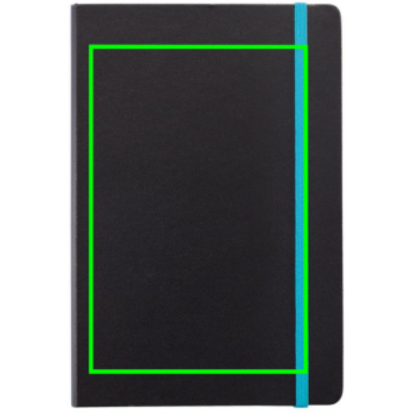 Carnet A5 Deluxe à couverture rigide et tranche colorée: Emplacement du logo – face avant du produit