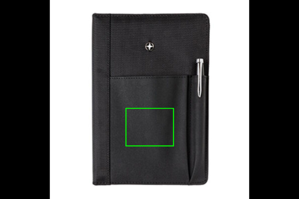 Ensemble carnet rechargeable et stylo: Emplacement du logo – face avant du produit