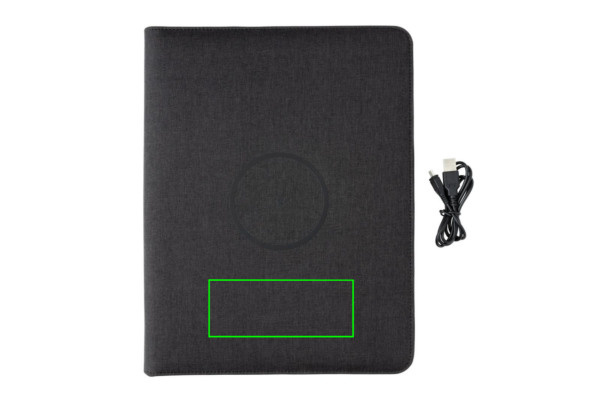 Conférencier A4 Air avec charge sans fil 5 W et batterie externe 5000 mAh: Emplacement du logo – partie inférieure de la face avant du produit