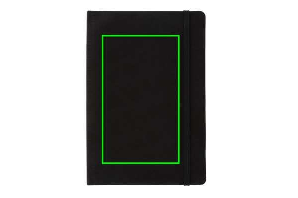 Carnet A5 en RPET certifié GRS: Emplacement du logo – face avant du produit