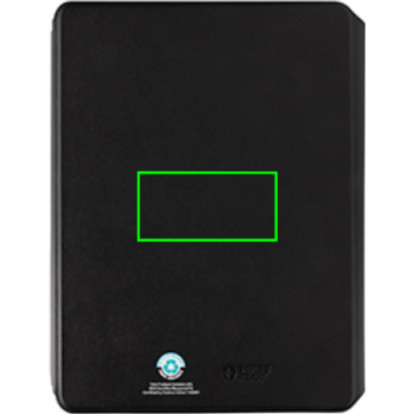 Swiss Peak 2-in-1 Notizbuch & Wirless Charger aus RCS rPU: Logoposition – Rückseite des Produkts