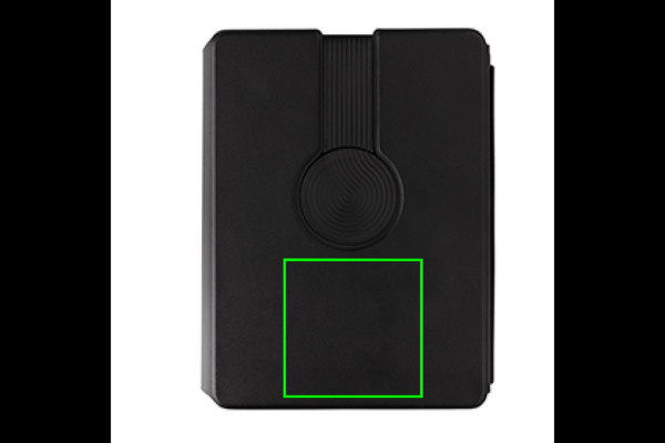 Swiss Peak 2-in-1 Notizbuch & Wirless Charger aus RCS rPU: Logoposition – Vorderseite des Produkts