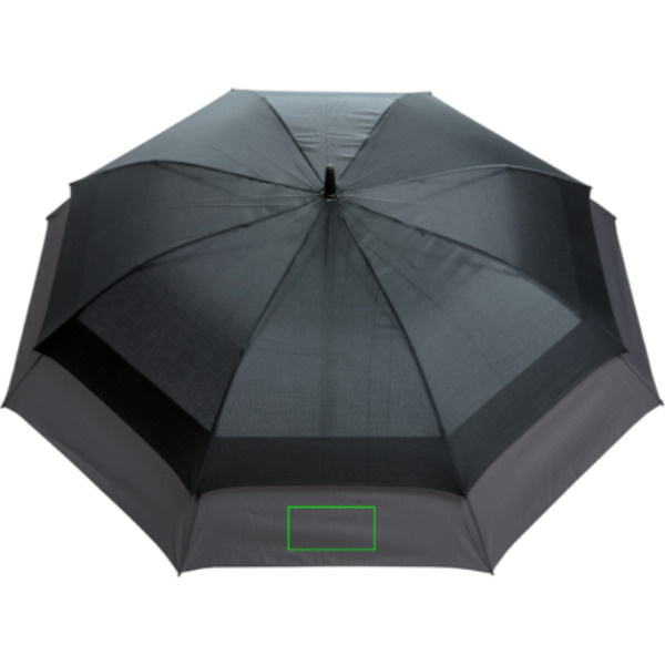 Swiss Peak AWARE™ 23"-27" laajennettava sateenvarjo: Logon sijainti – tuotteen etupuolen alaosa