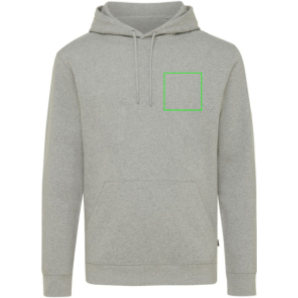 Sweat à capuche non teint Iqoniq Torres en coton recyclé: Emplacement du logo – poitrine gauche