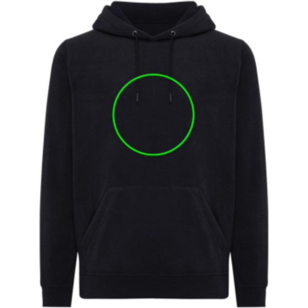 Sweat à capuche en micropolaire Iqoniq Trivor en polyester recyclé: Emplacement du logo – face avant du produit