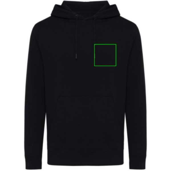Sweat à capuche léger Iqoniq Rila en coton recyclé: Emplacement du logo – poitrine gauche