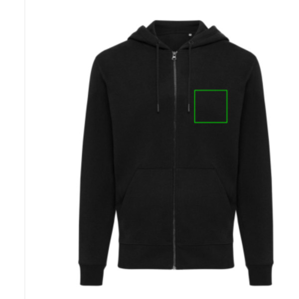 Sweat à capuche entièrement zippé Iqoniq Abisko en coton recyclé: Emplacement du logo – poitrine gauche