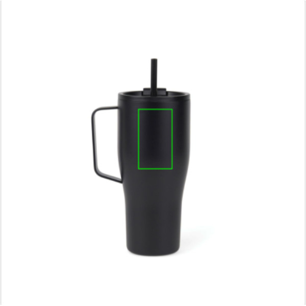Mug isotherme VINGA Eos voyager de 800 ml en acier inoxydable recyclé RCS: Emplacement du logo – partie supérieure de l’arrière du produit