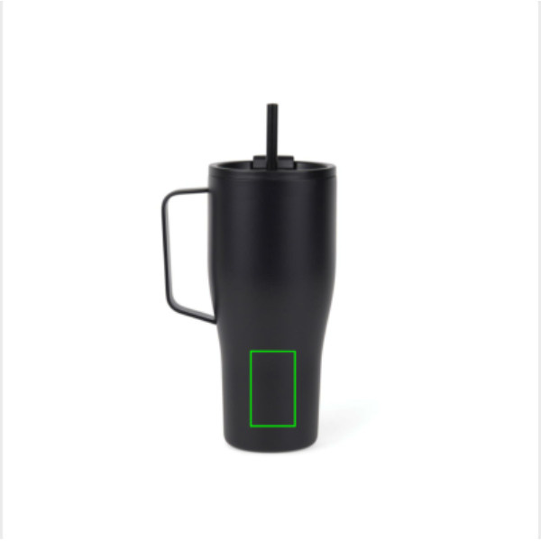 Mug isotherme VINGA Eos voyager de 800 ml en acier inoxydable recyclé RCS: Emplacement du logo – partie inférieure de l’arrière du produit