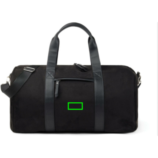 Sac de week-end VINGA Marlow en polyester recyclé RCS: Emplacement du logo – partie inférieure de la face avant du produit
