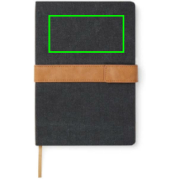 VINGA Bosler RCS recycled paper notebook: Logo position – upper front of the product