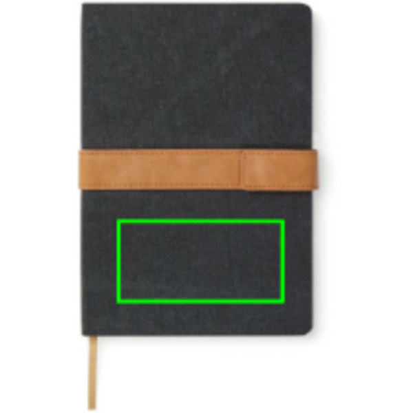VINGA Bosler RCS recycled paper notebook: Logo position – lower front of the product