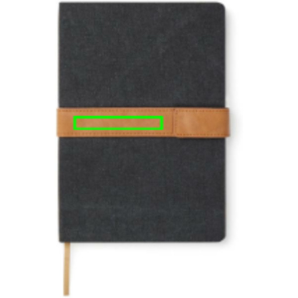 VINGA Bosler RCS recycled paper notebook: Logo position – strap