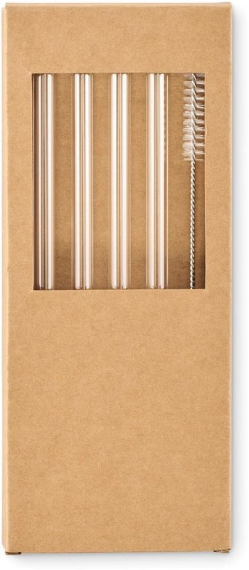 4 pailles réutilisables en verre: Avant — Dessus