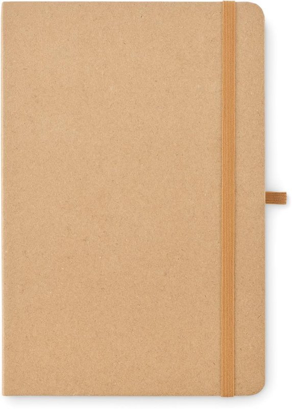 Ensemble carnet A5 en papier recyclé: Emplacement du logo — face avant — sérigraphie
