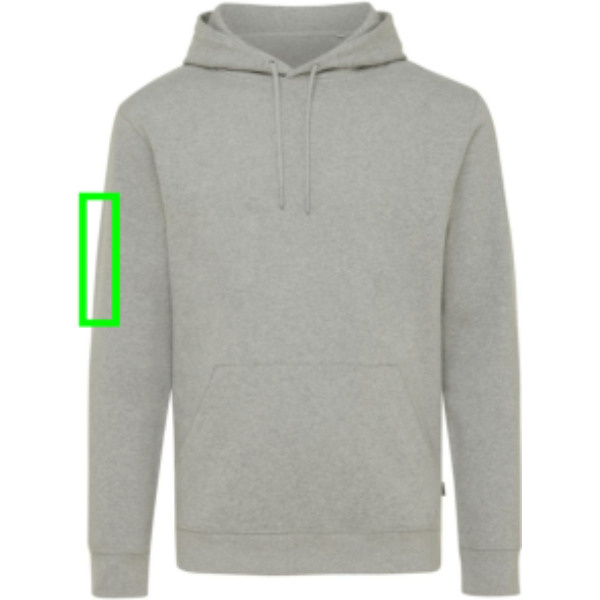Sweat à capuche non teint Iqoniq Torres en coton recyclé: Manche droite