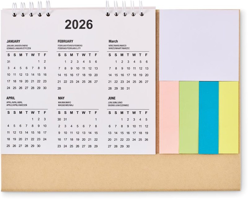 Calendrier de bureau avec bloc-notes: Face avant