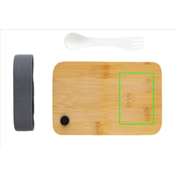Boîte repas recyclée RCS à couvercle bambou: Article, en haut à droite