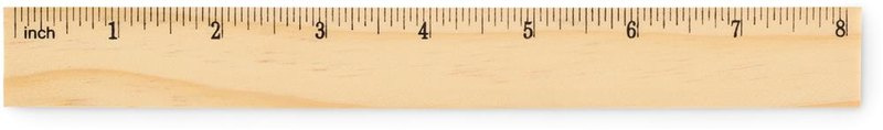 Règle en bois de 20 cm: pouces — Face — PAD