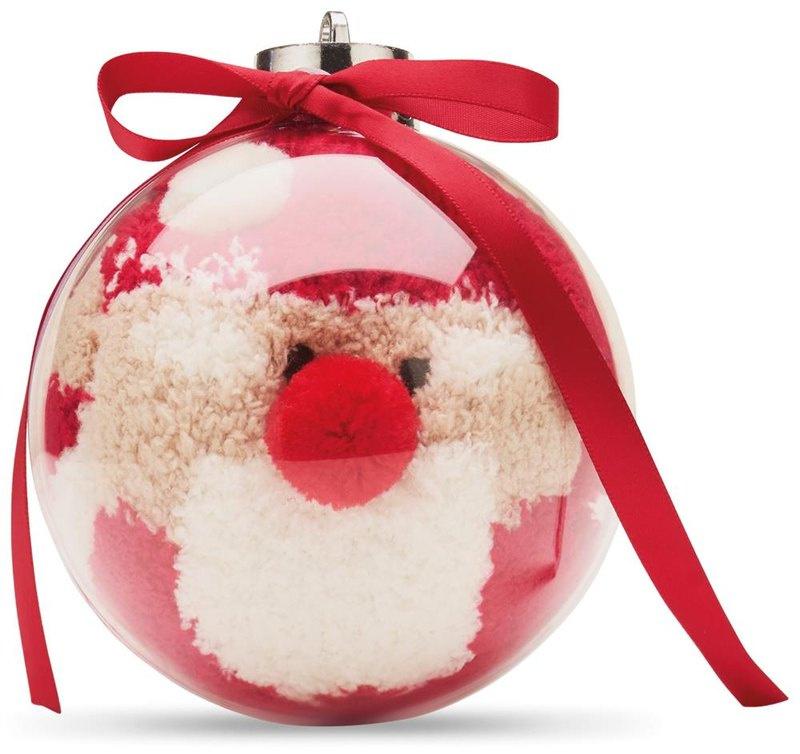 Chaussettes Père Noël dans une boule décorative: Face 1