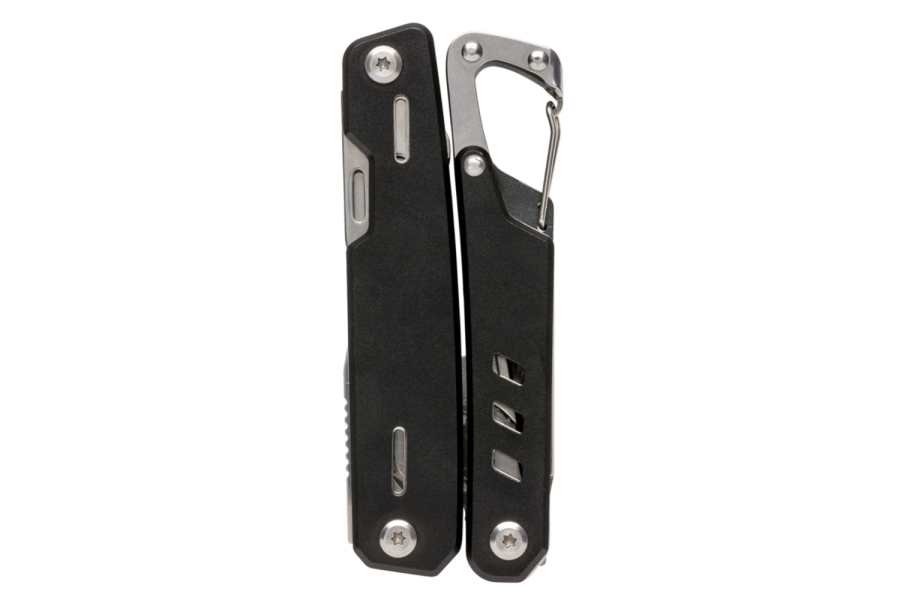 Solid multitool with carabiner: item back left