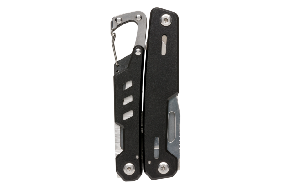 Solid multitool with carabiner: item front right
