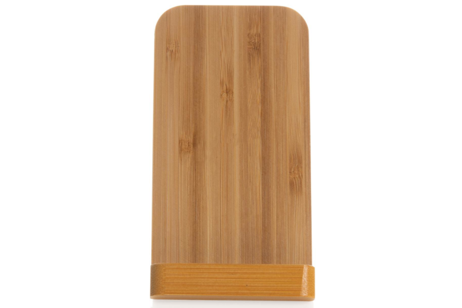 Support de charge sans fil de 5 W en bambou: Avant du produit, partie supérieure