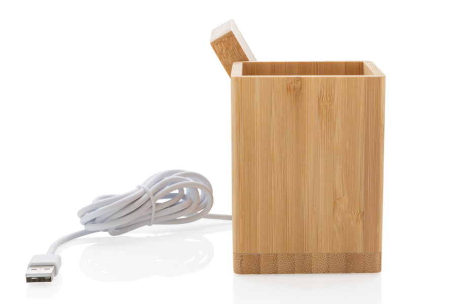 Calgary bamboo 10W wireless charger: item side left