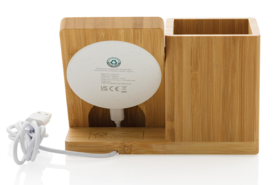 Calgary bamboo 10W wireless charger: item back
